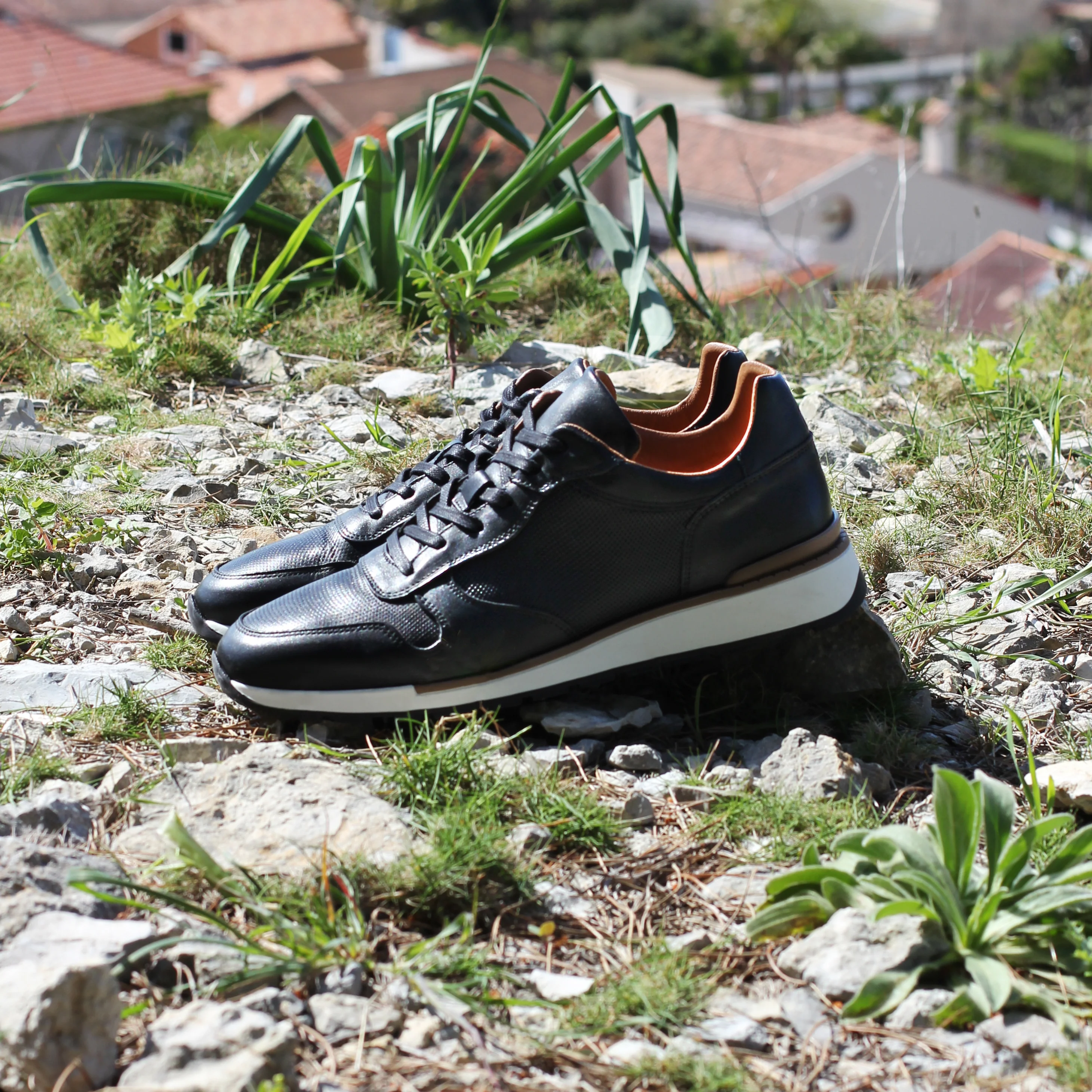 Jako-Sneakers / basket en cuir noir
