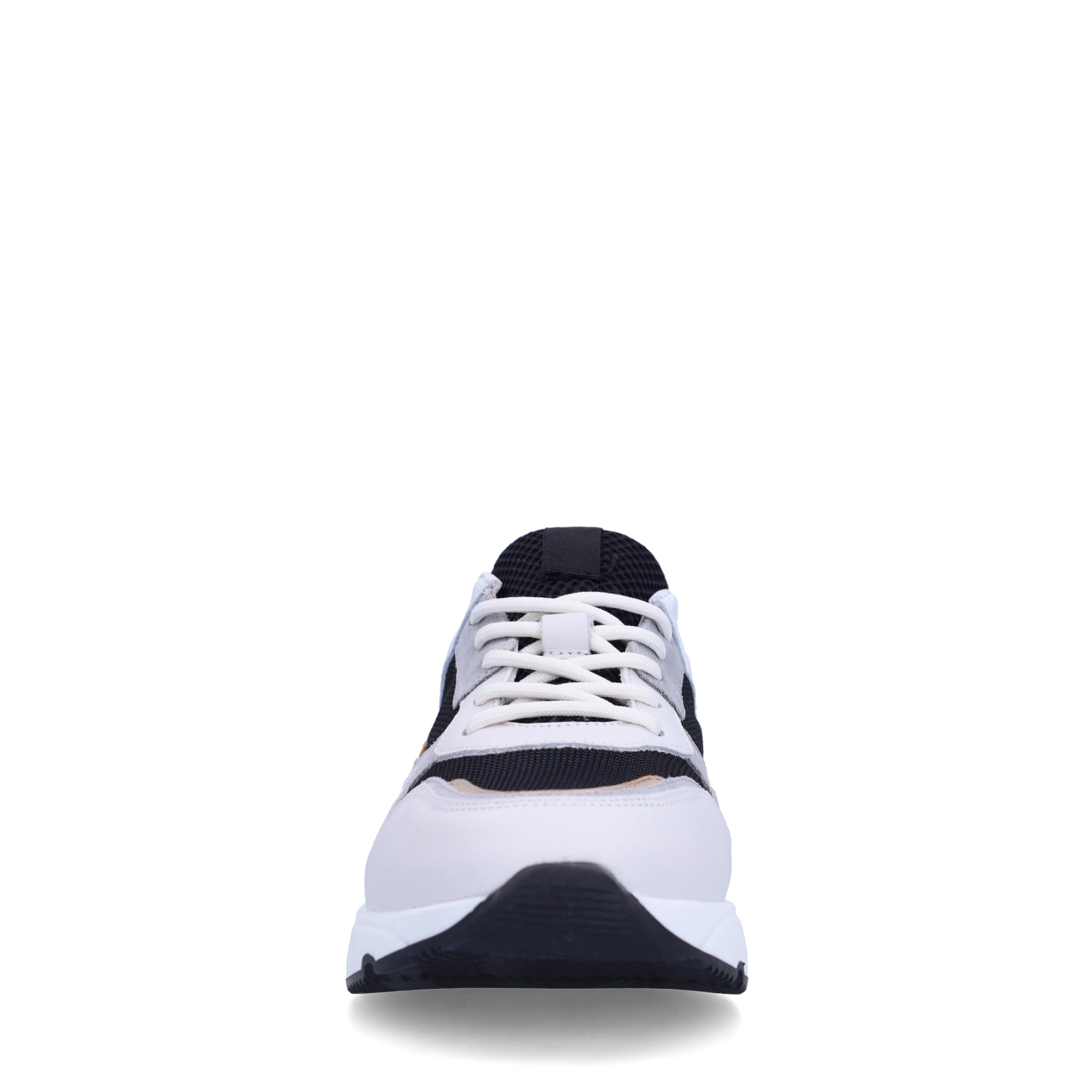 Witte leren sneakers met zilveren details
