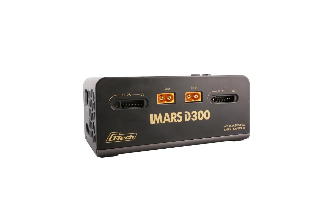 Dual-Ladegerät IMARS D300 AC/DC 1-6S, G-Tech, Schwarz<br>Universelles Modellbau-Ladegerät mit zwei Ausgängen für LiPo, LiHV, LiFE und NIMH Akkus