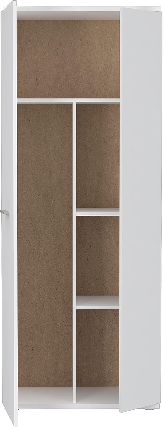 FORTE NET106 Schrank 70 180, Mehrzweckschrank Weiß, Staubsaugerschrank, Abstellraum, Drehtürenschrank, 2-türig mit Einlegeböden, 69 cm breit x 179 cm hoch x 35 cm tief