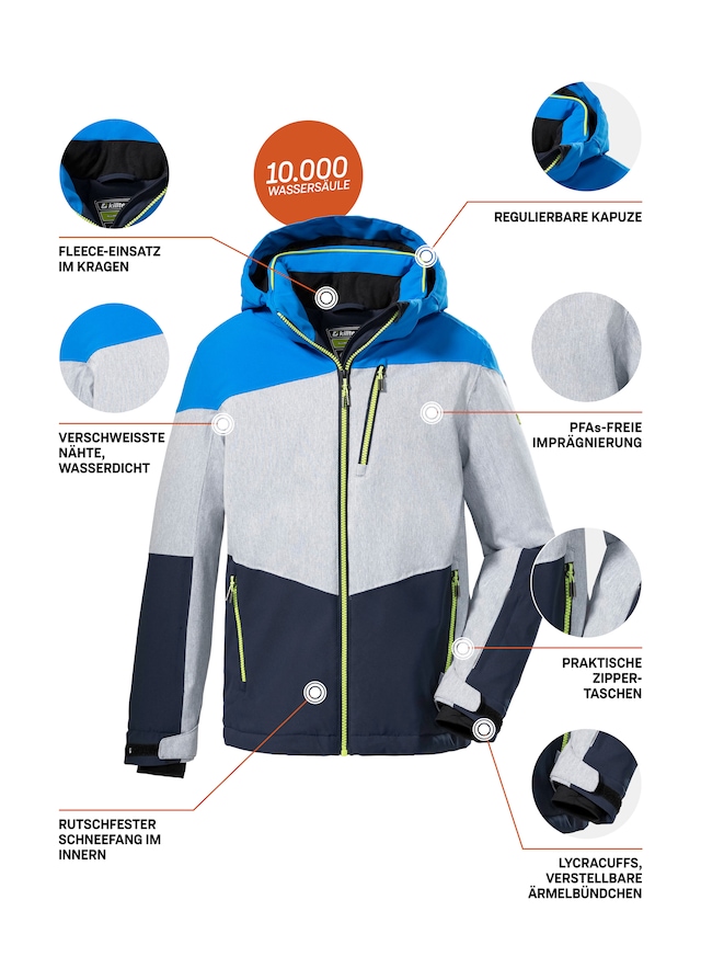 Killtec Skijacke »KSW 161 BYS SKI JCKT« Wasserdichte, atmungsaktive Skijacke mit abnehmbarer Kapuze