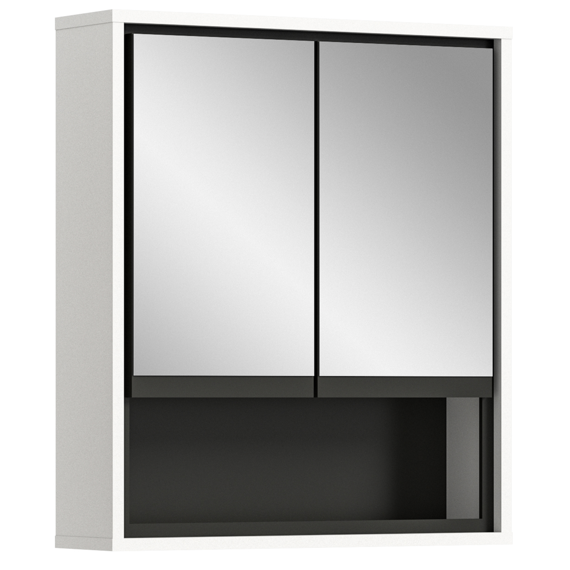 Spiegelschrank JARU - weiß-schwarz - 60 cm breit