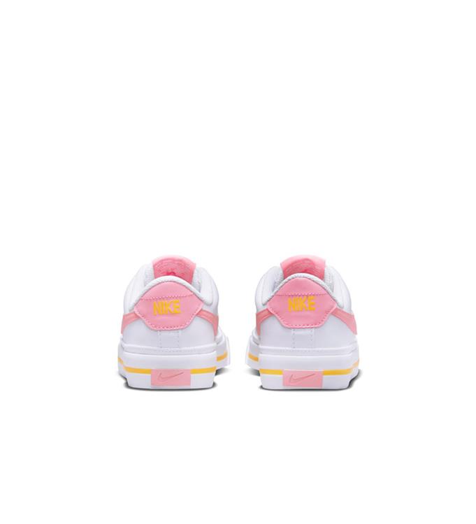 NIKE COURT LEGACY BIG KIDS SHOES WHITE-CORAL-CHALK-LASER-ORANGE