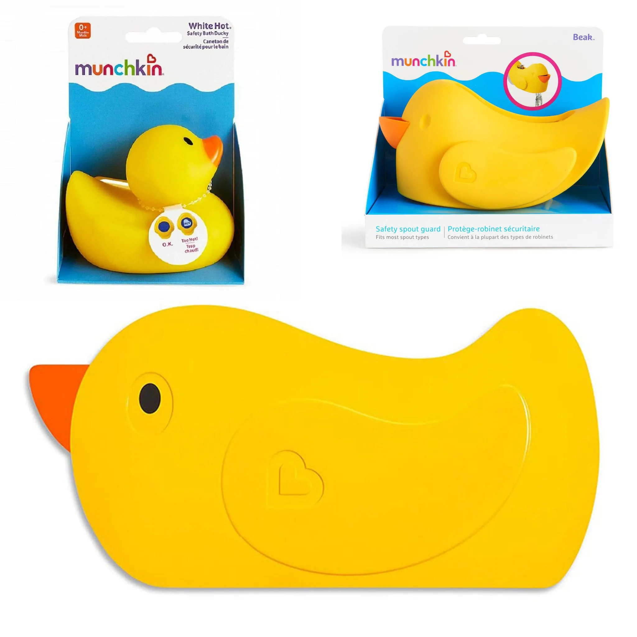 Munchkin Tapis de bain + Thermomètre + Couvre-Robinet - Canard