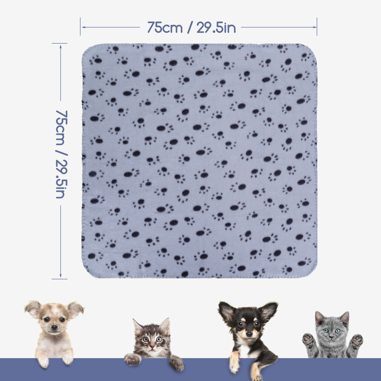 Nobleza – Conjunto com 3 Cobertores Macios de Pelúcia para Cães, Gatos, Coelhos e Outros Animais de Estimação, Laváveis, Ideais para Sofá e Cama de Cachorro, 75 x 75 cm