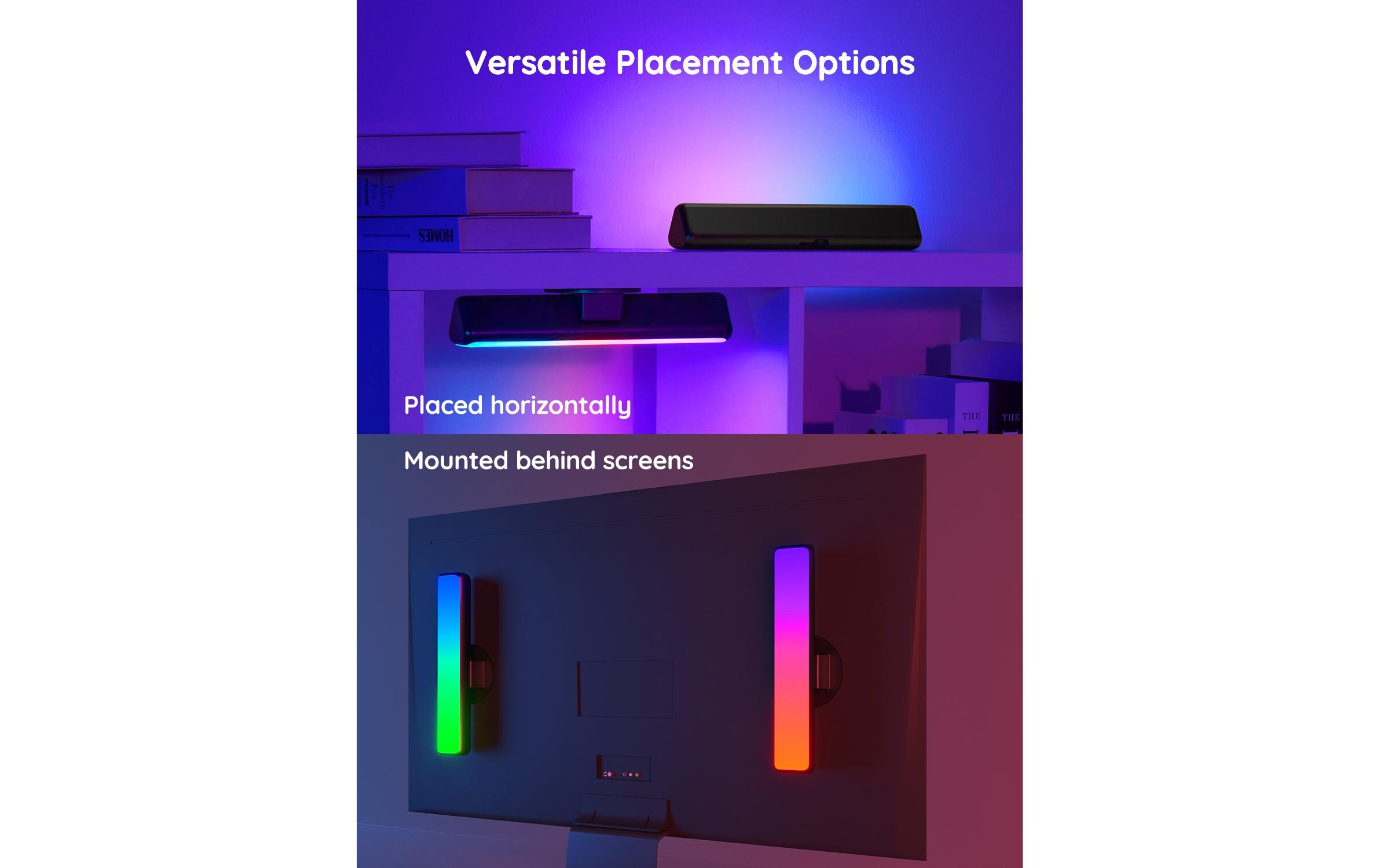 Lichtbalken Flow Plus, RGBICWW, WiFi + BluetoothSmarte Lichtbalken für Displays mit Grösse bis 45 Zoll