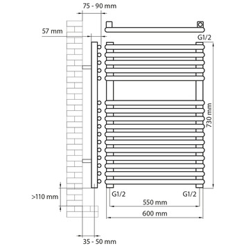 Haceka designradiator Monte mat wit 465 Watt 73x60 cm