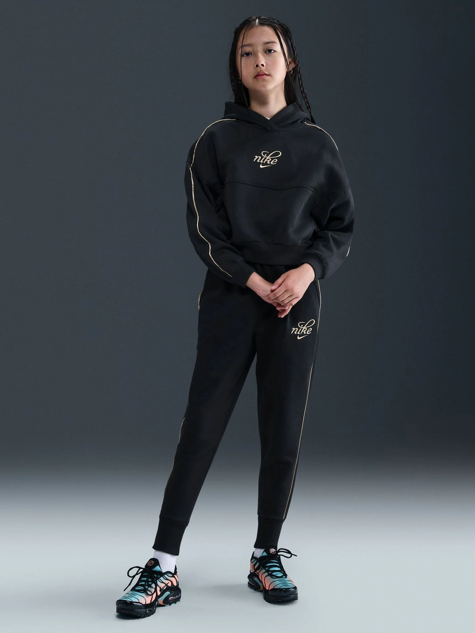 Zwart - Nike Shine Graphic Print Boxy Hoodie