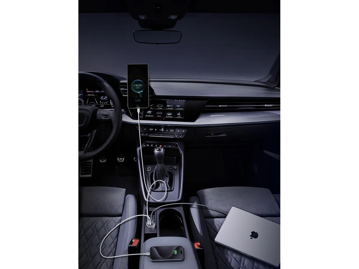 (165W) Pathfinder Dual USB C / USB A Auto KFZ Ladegerät Car Charger Schnellladegerät für Zigarettenanzünder Power Delivery (CC-P4) - Silber