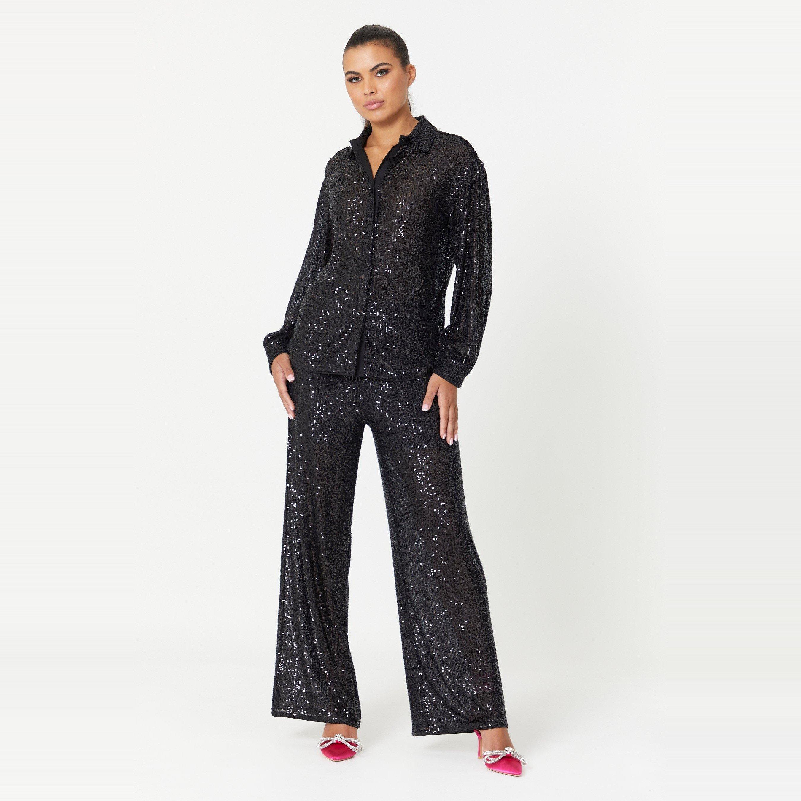 Be You BY Wide Leg Sequin Trousers Womens