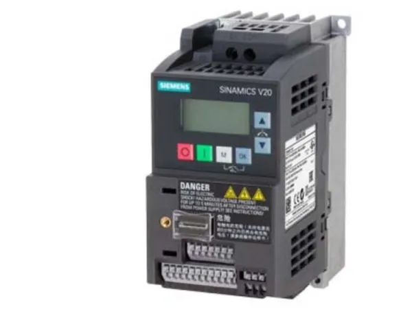 SINAMICS V20 1AC200-240V -10/ 10% 47-63HZ mærkestrøm 0,55KW, str:FSAB 68x142x128(WXHXD), Integreret