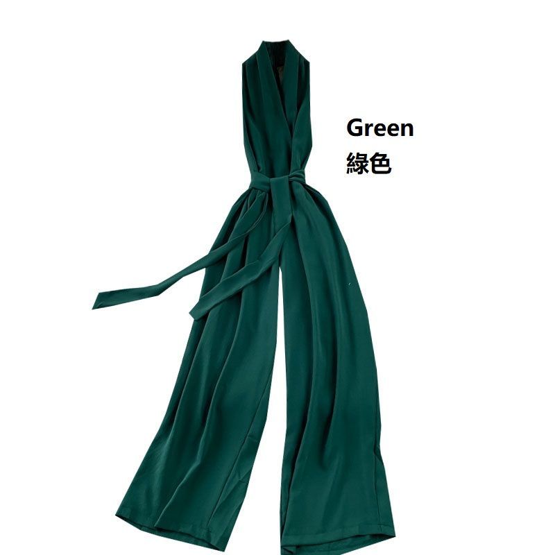 Yearnin - Mouwloze jumpsuit met strikceintuur en wijde pijpen