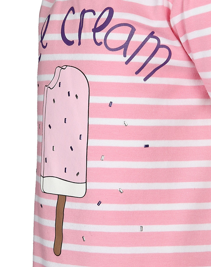 Tunika-Kleid ICE CREAM gestreift in rosa/weiß