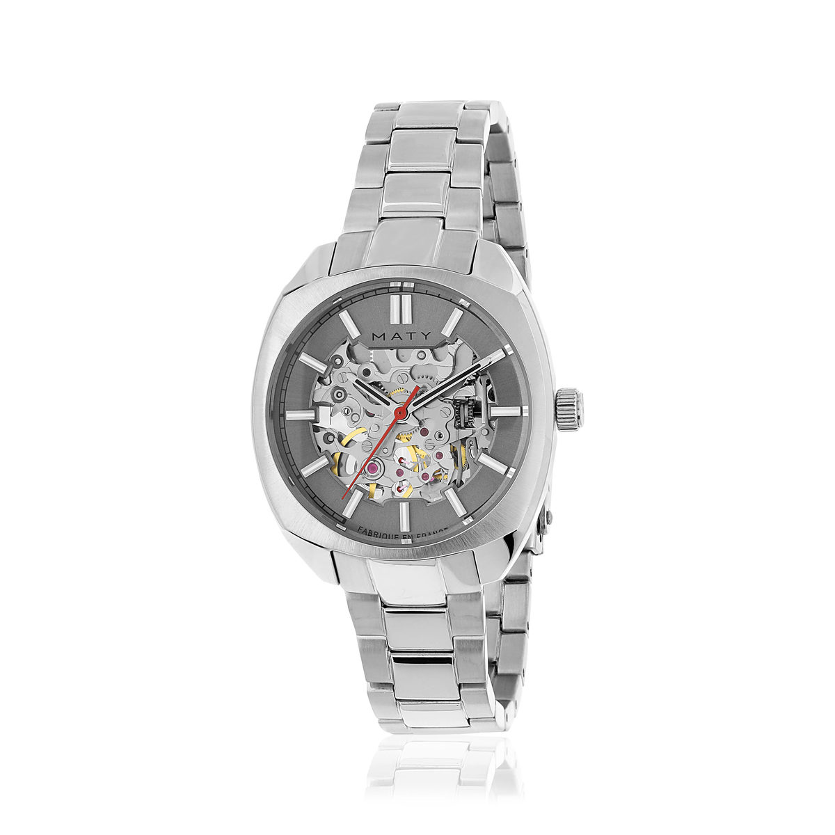 Montre mixte squelette automatique acier bracelet acier