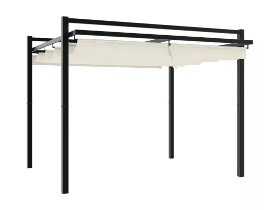 Tonnelle de jardin avec toit rétractable crème 3x3 m aluminium