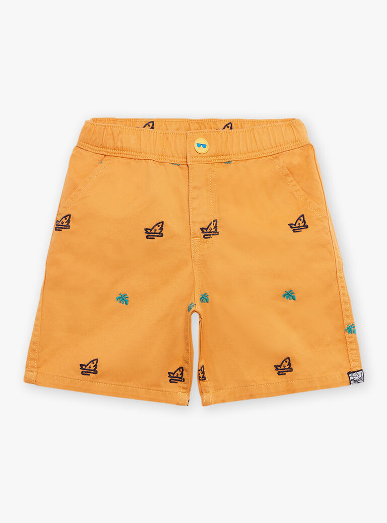Short orange à imprimé requins et feuilles
