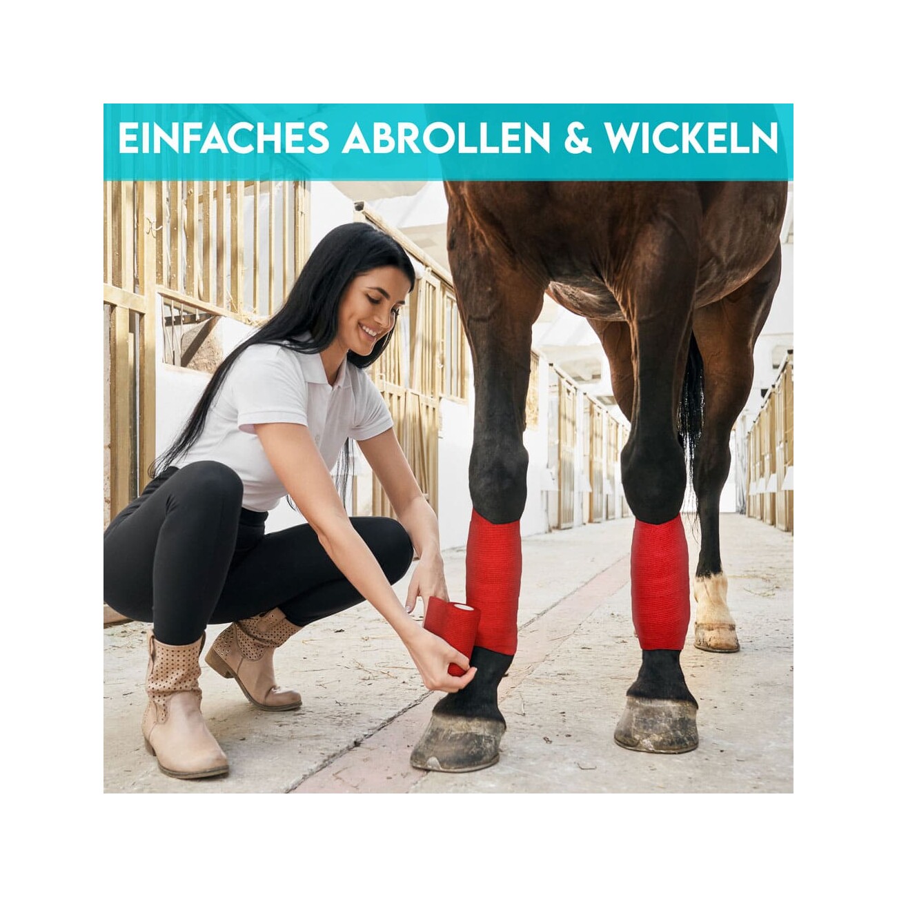 HUND IST KÖNIG Verband selbstklebend, Selbstklebende Bandage für Mensch & Tier (12 Stk) rot 5 cm, 47 m