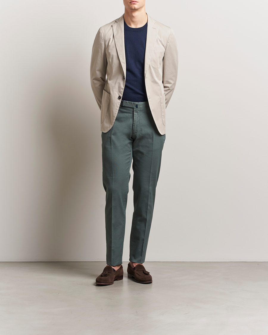 Incotex Slim Fit Micro Structure Cotton Chinos Green