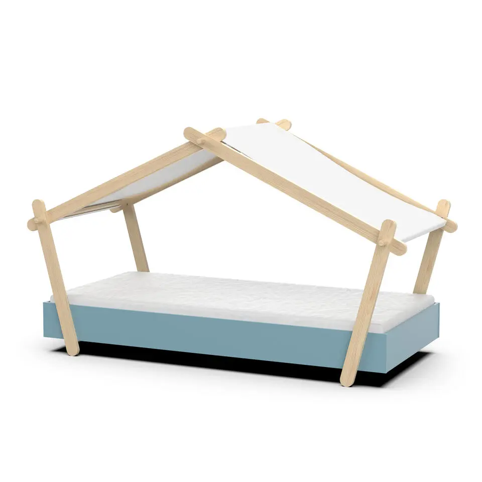 CBA Kinderbed Lodge - 223,2 x 105,5 x 129,7 cm - Blauw-Wit