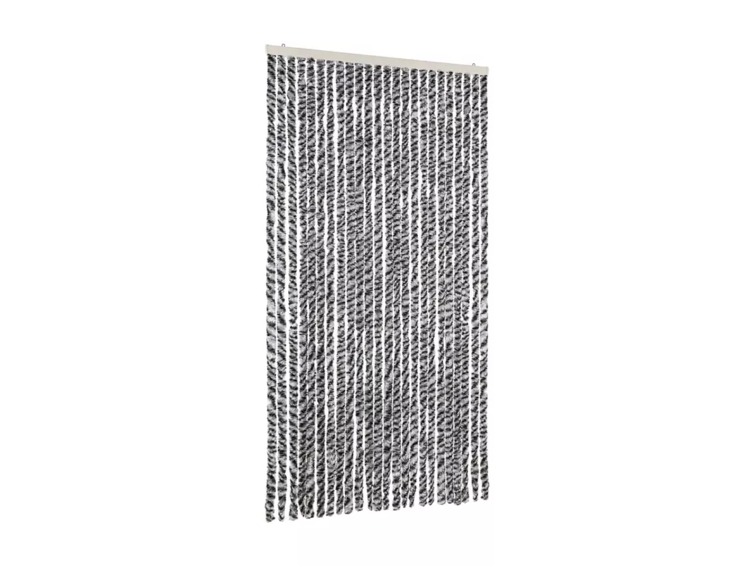 Rideau anti-mouches gris et noir et blanc 100x220 cm chenille