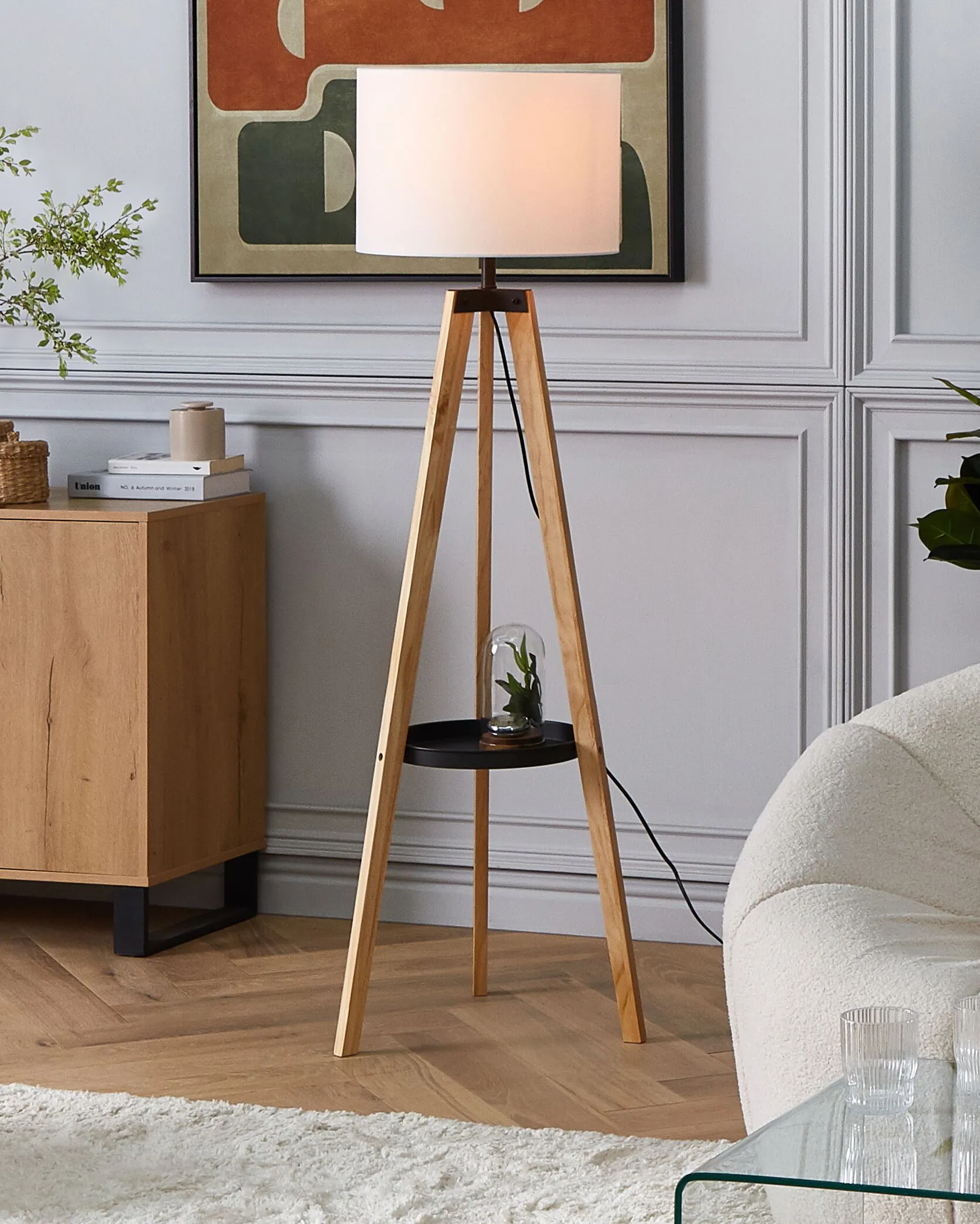 Staande lamp BLUFF Dennenhout Wit