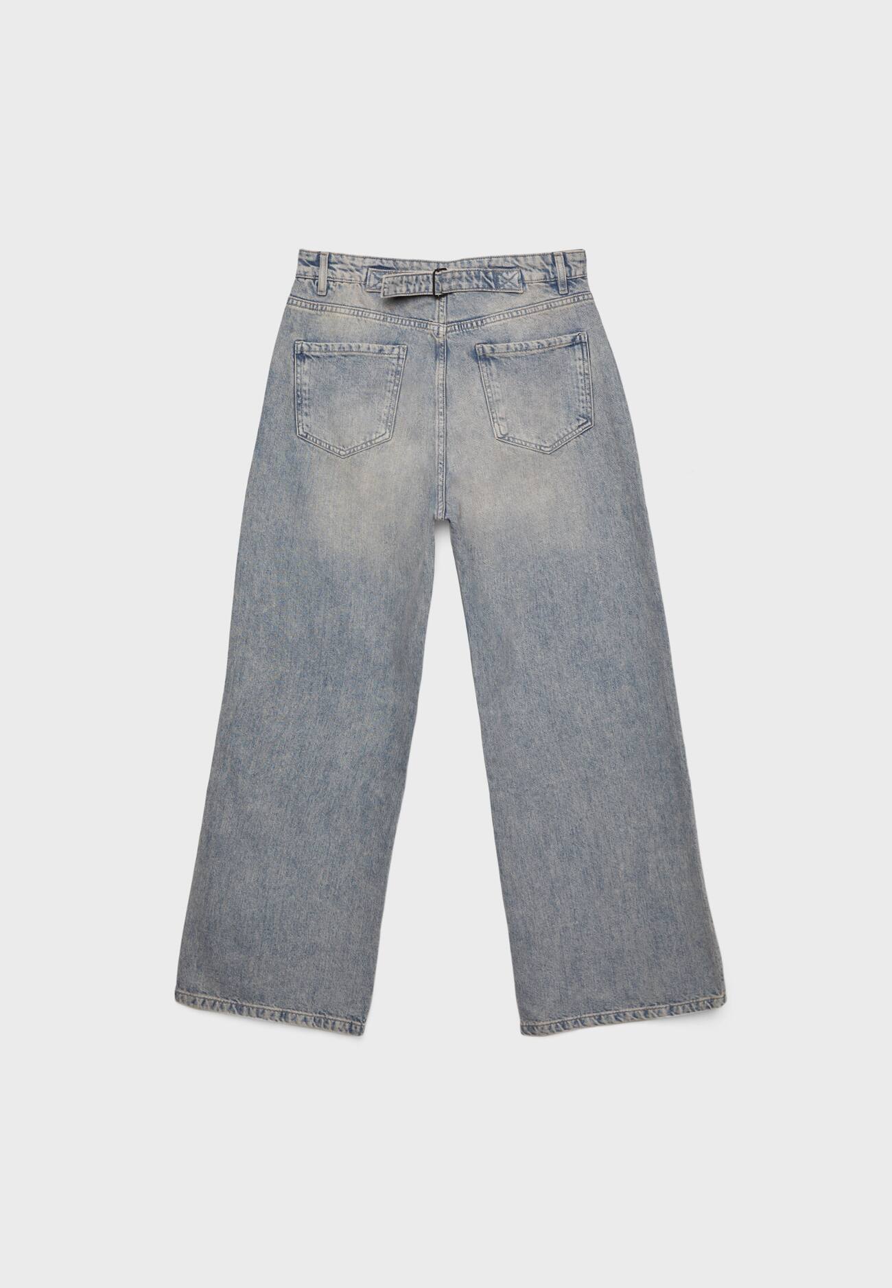 calças jeans largas ajustáveis