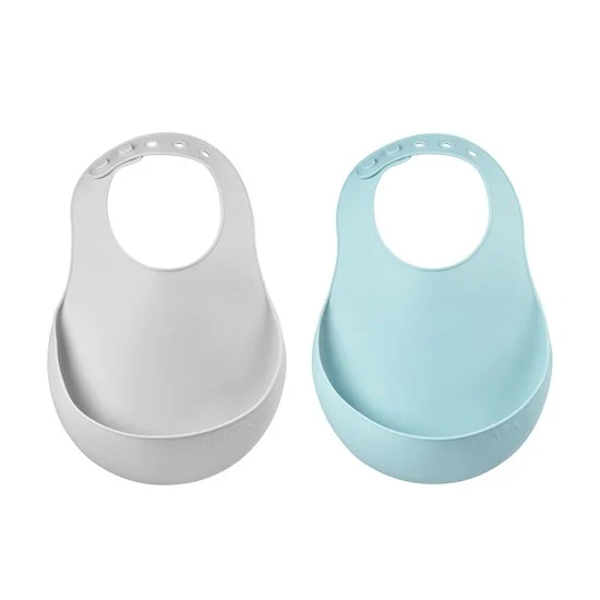 Lot de 2 Bavoirs Silicone   Green/Grey        de               Béaba