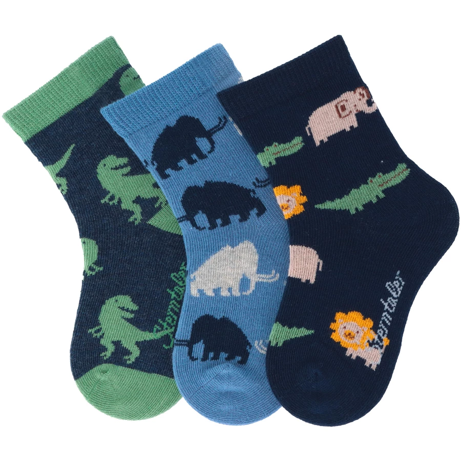 Sterntaler Söckchen Mammut, 3er-Pack marine