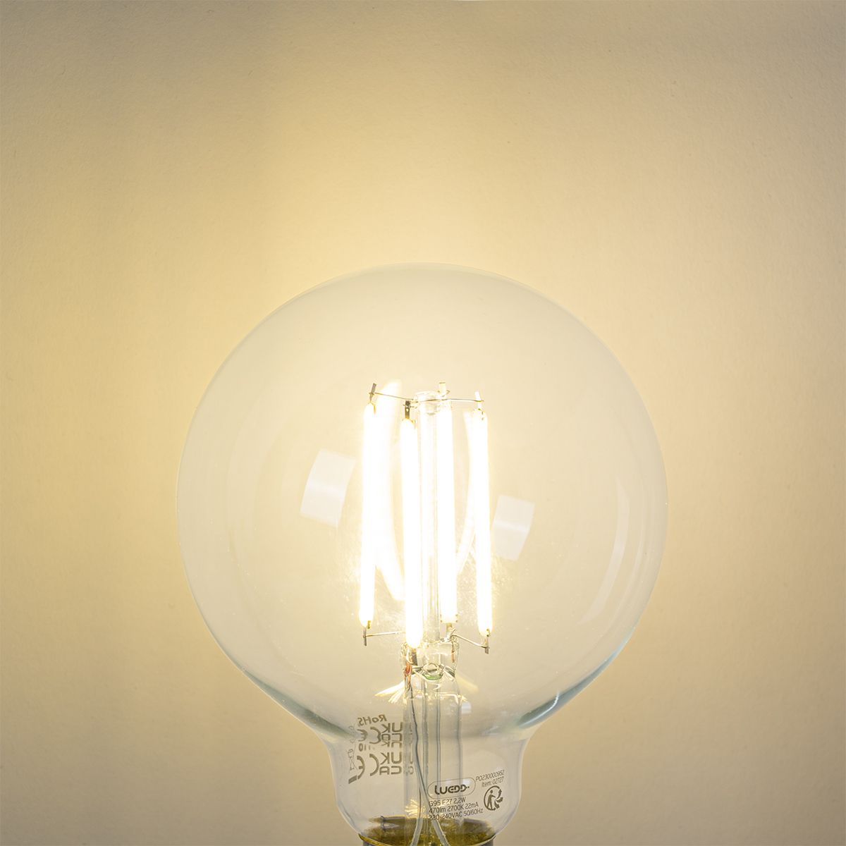 E27 LED lamp G95 helder 2,2W 470 lm 2700K