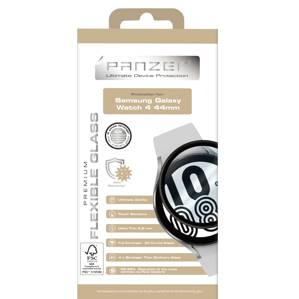 Panzer Samsung Galaxy Watch4 44 mm fleksibel skjermbeskytter i glass