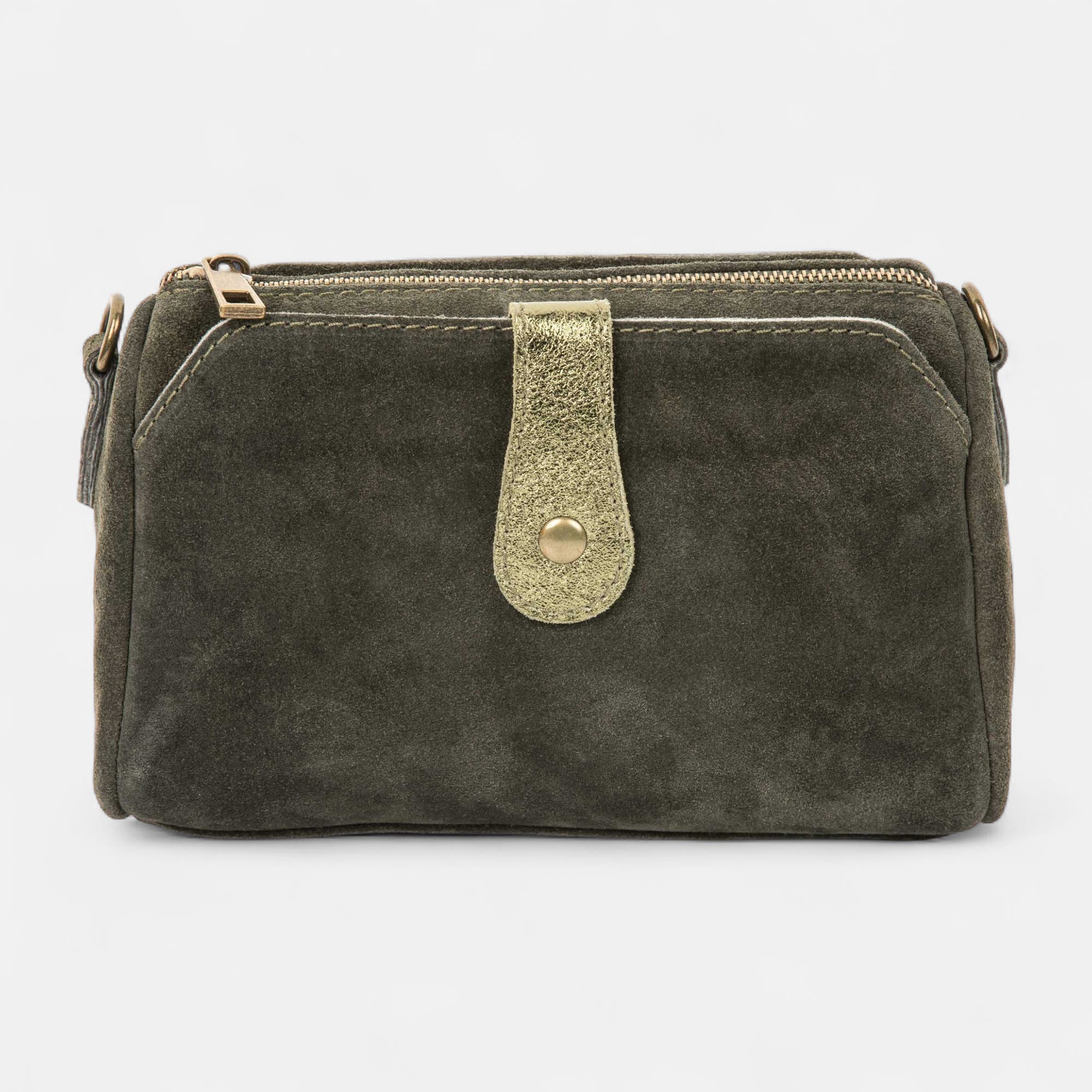 Sac bandoulière en cuir kaki