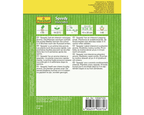 Rucola 'Speedy' FloraZelfbestuivende zaden, slazaad