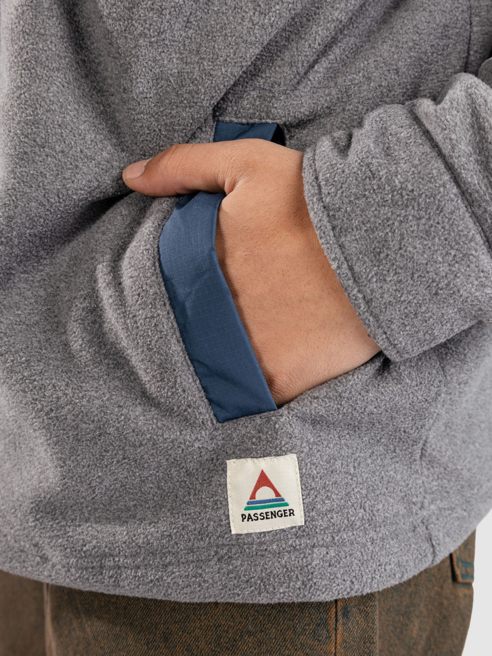 Passenger Firelight Sherpa Lined Overshirt Jacket grey marl