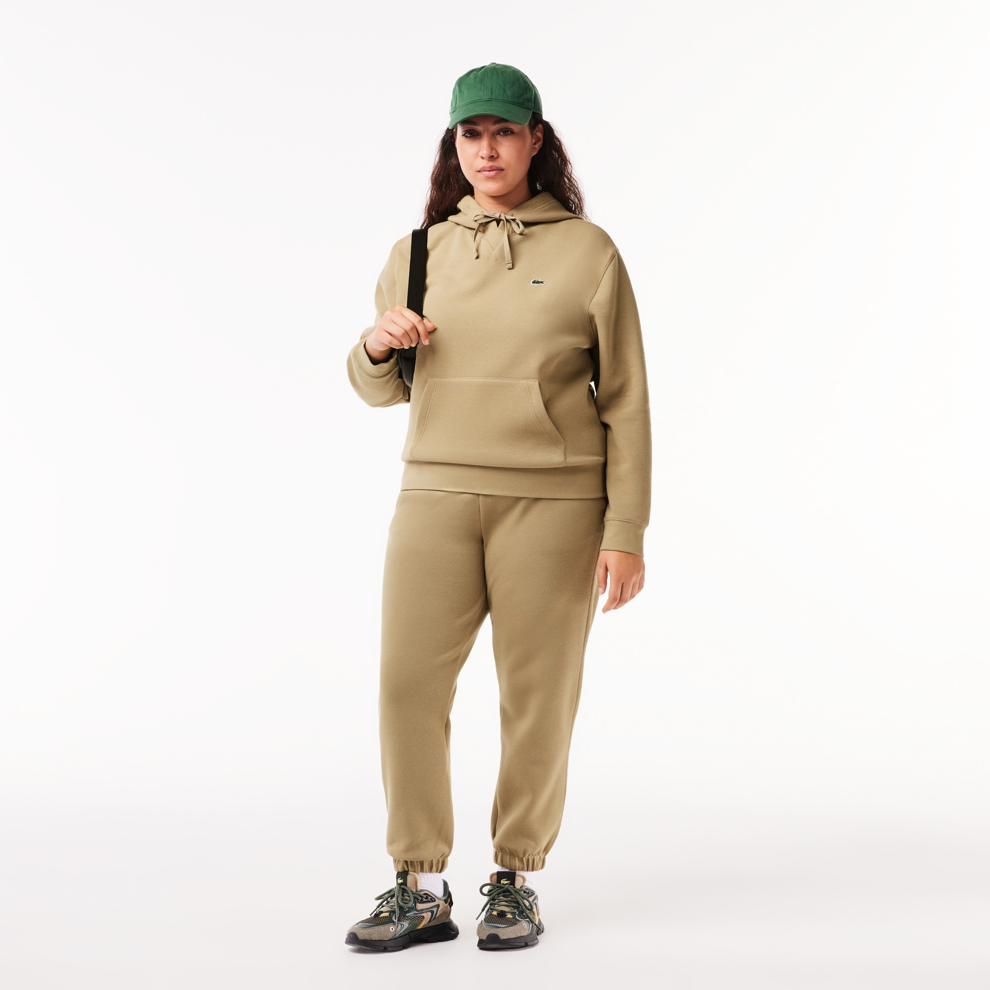 Pantalon de jogging Jogger en coton mélangé uni Pantalons de survêtement - Beige - Lacoste - Femme
