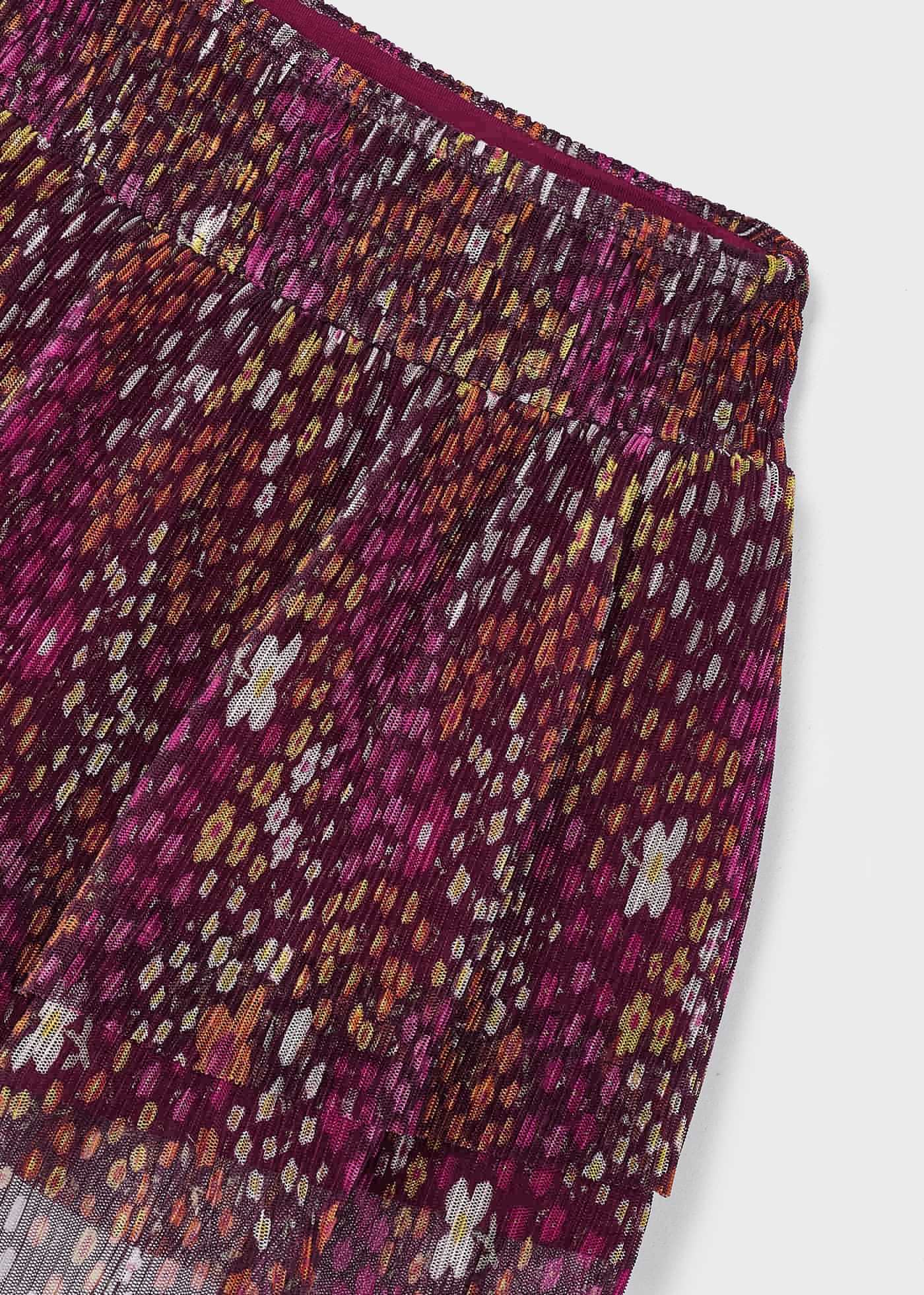 Saia plissada de tule estampado para meninas
