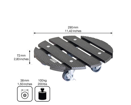 Plantenwagen WPC Ø 29 cm max. draagvermogen 100 kg antraciet