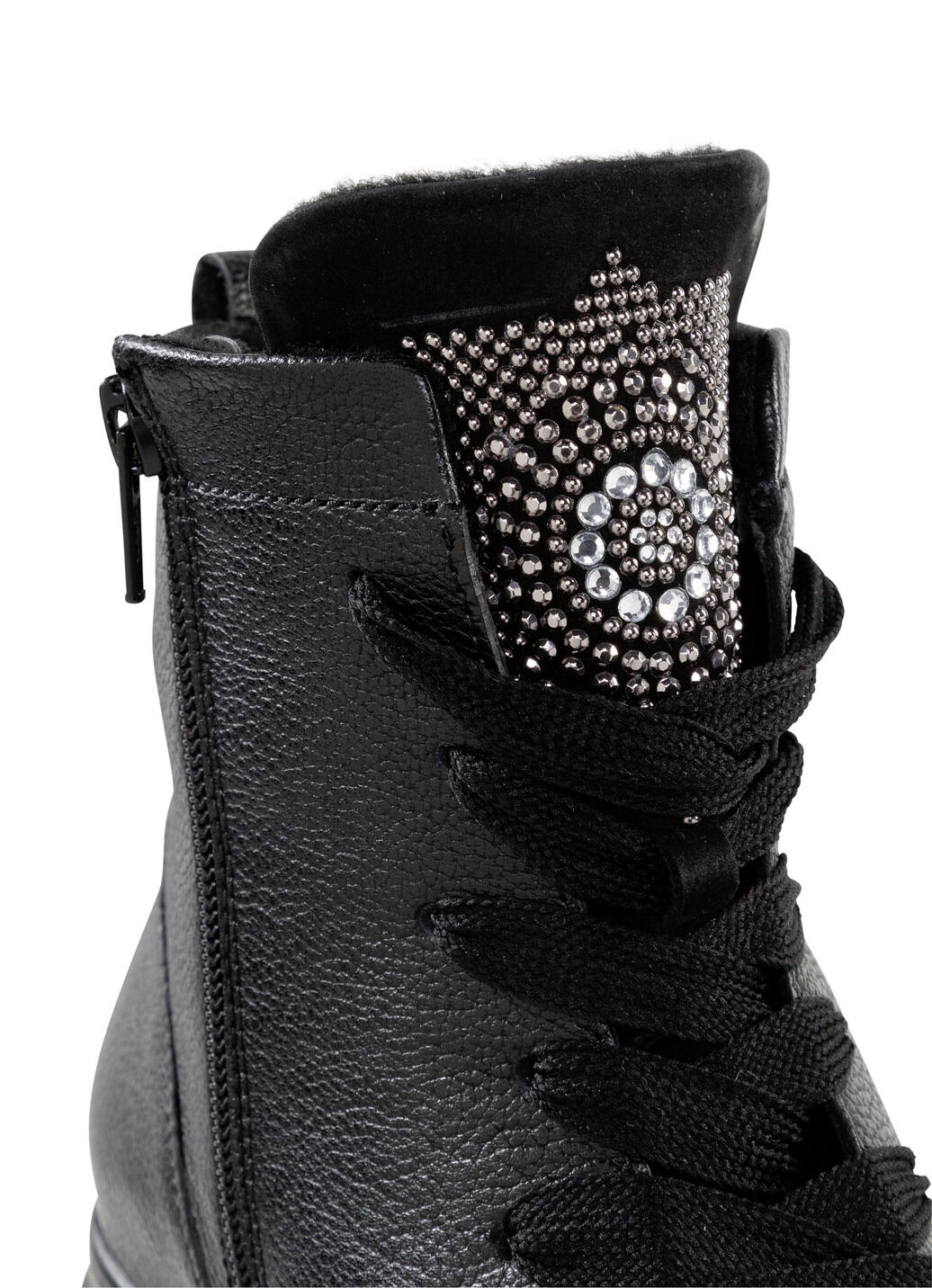 Waldläufer Schnür-Bootie mit effektvollen Glitzer-Steinchen