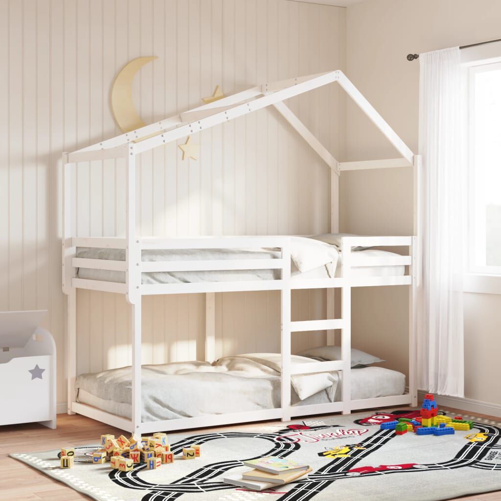 vidaXL Hemelbed voor kinderbed, wit, 203x80,5x142 cm, grenenhout