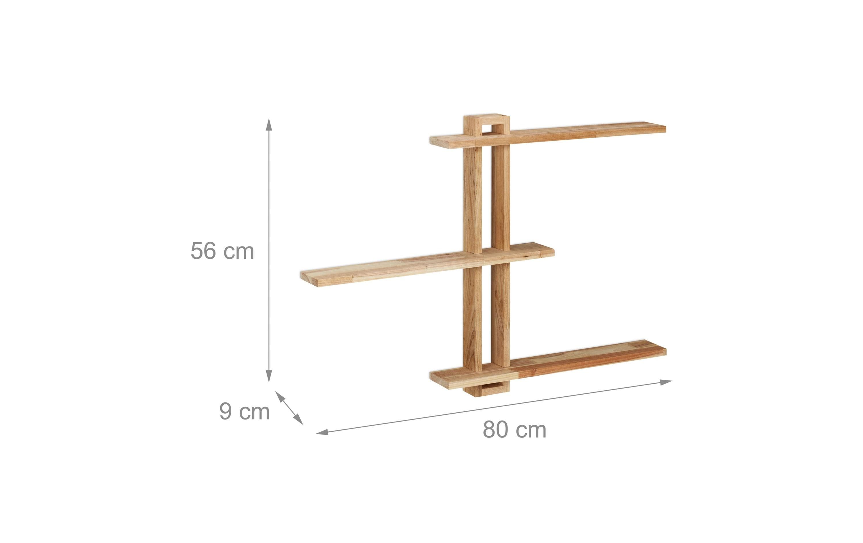 Wandregal mit 3 Ablagen 56 x 80 x 9 cm, NatureHolzregal