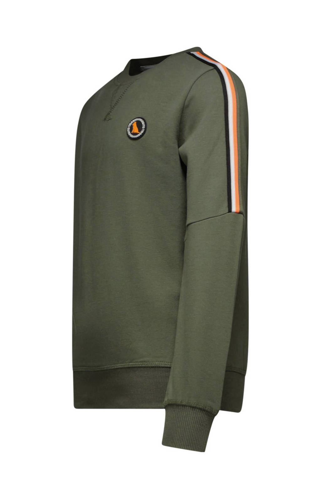 TYGO & vito sweater Stan met contrastbies tijmgroen