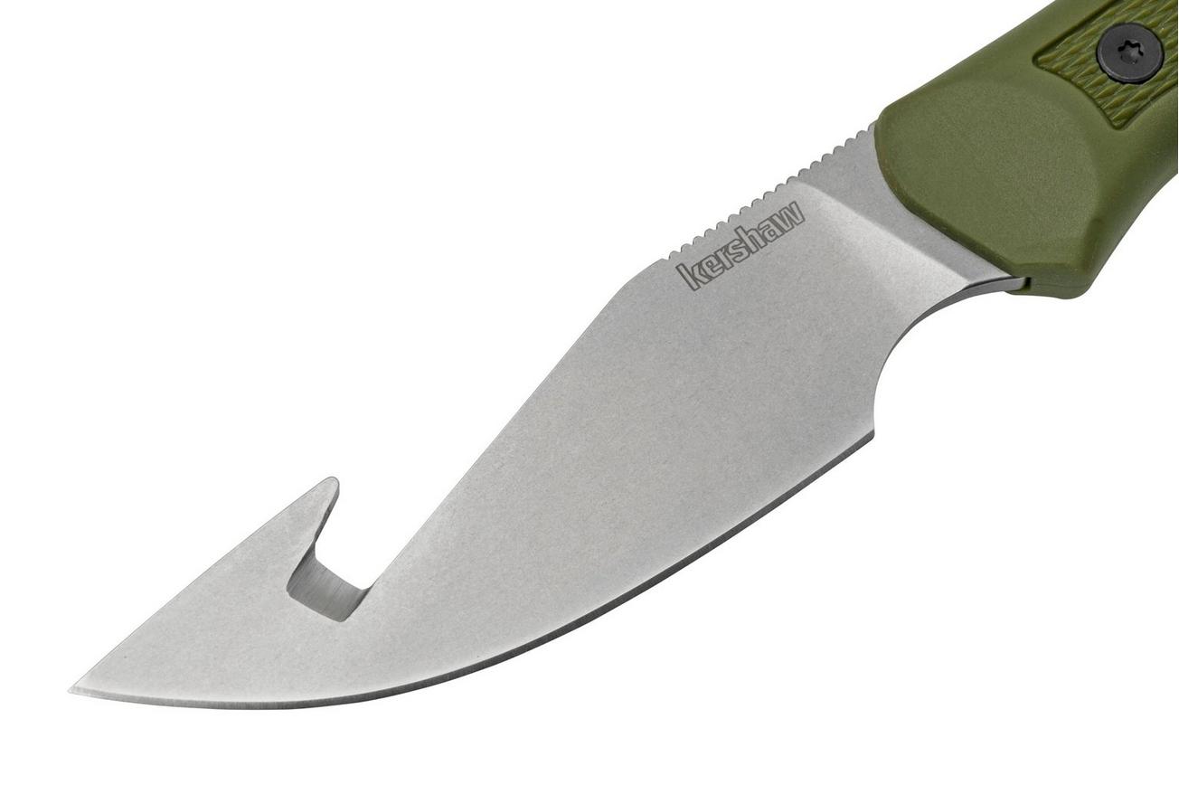 Kershaw Deschutes Skinner Gut Hook 1883GH, D2, Olive Green Rubber, jachtmes