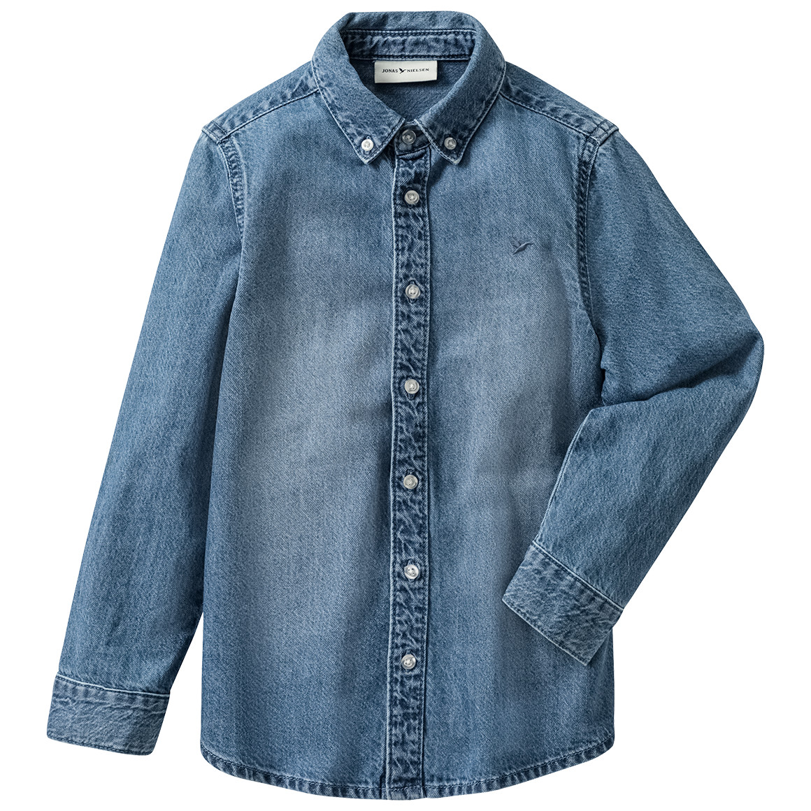 Jonas Nielsen Jungen Jeanshemd mit Button-down-Kragen blau