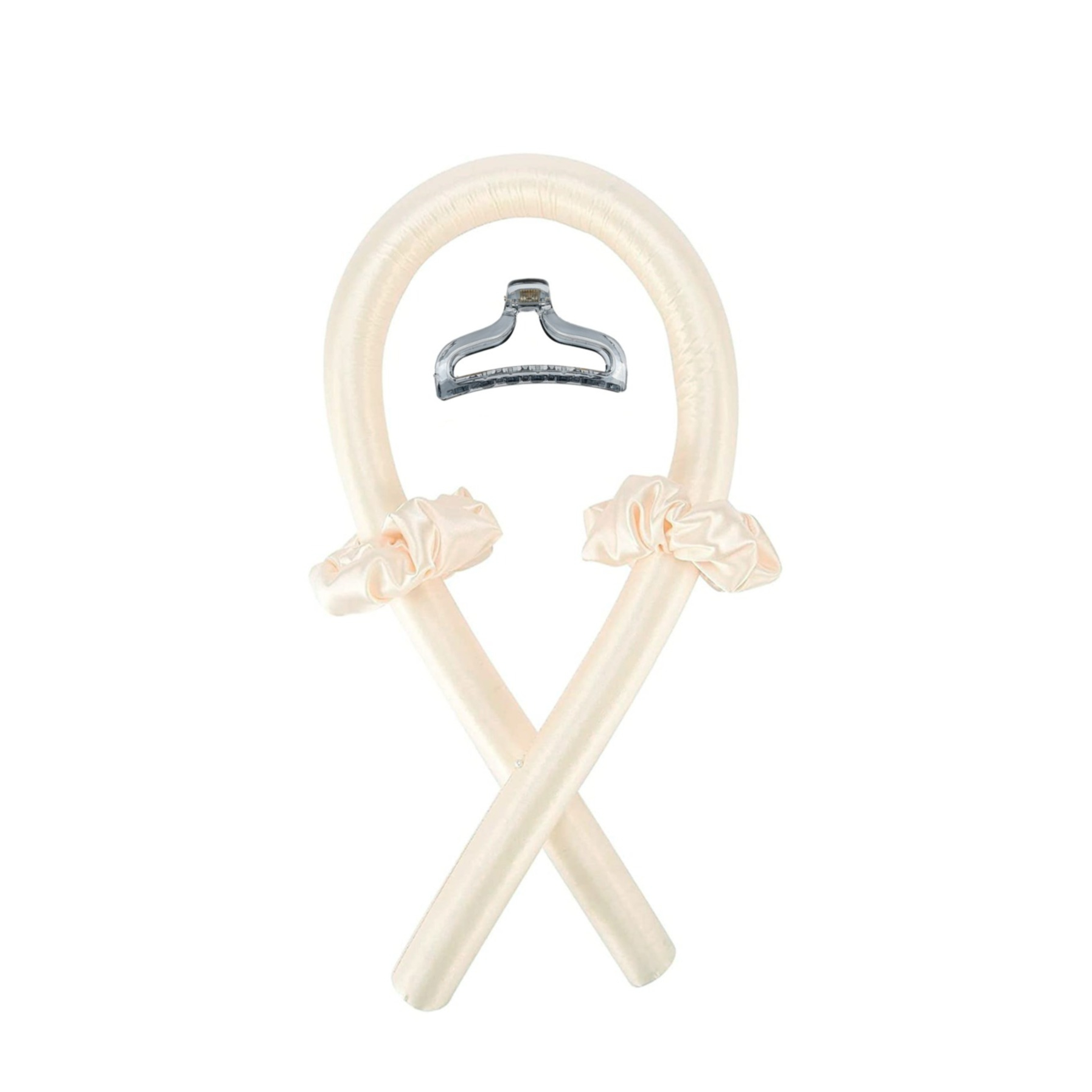 (4-tlg. Set) Locken Haarband Heatless Curler Sockenlocken Haar Styling ohne Hitze inkl. Haarspange   Haargummis - Beige