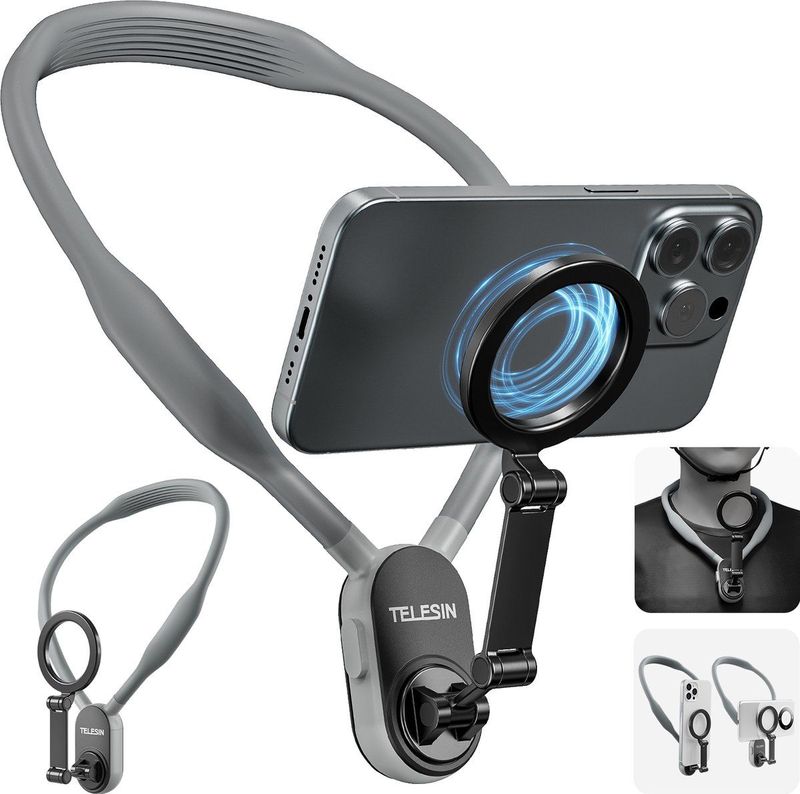 Magnetische Neck Mount - Geschikt voor MagSafe en Android Smartphones - Zwart - Siliconen