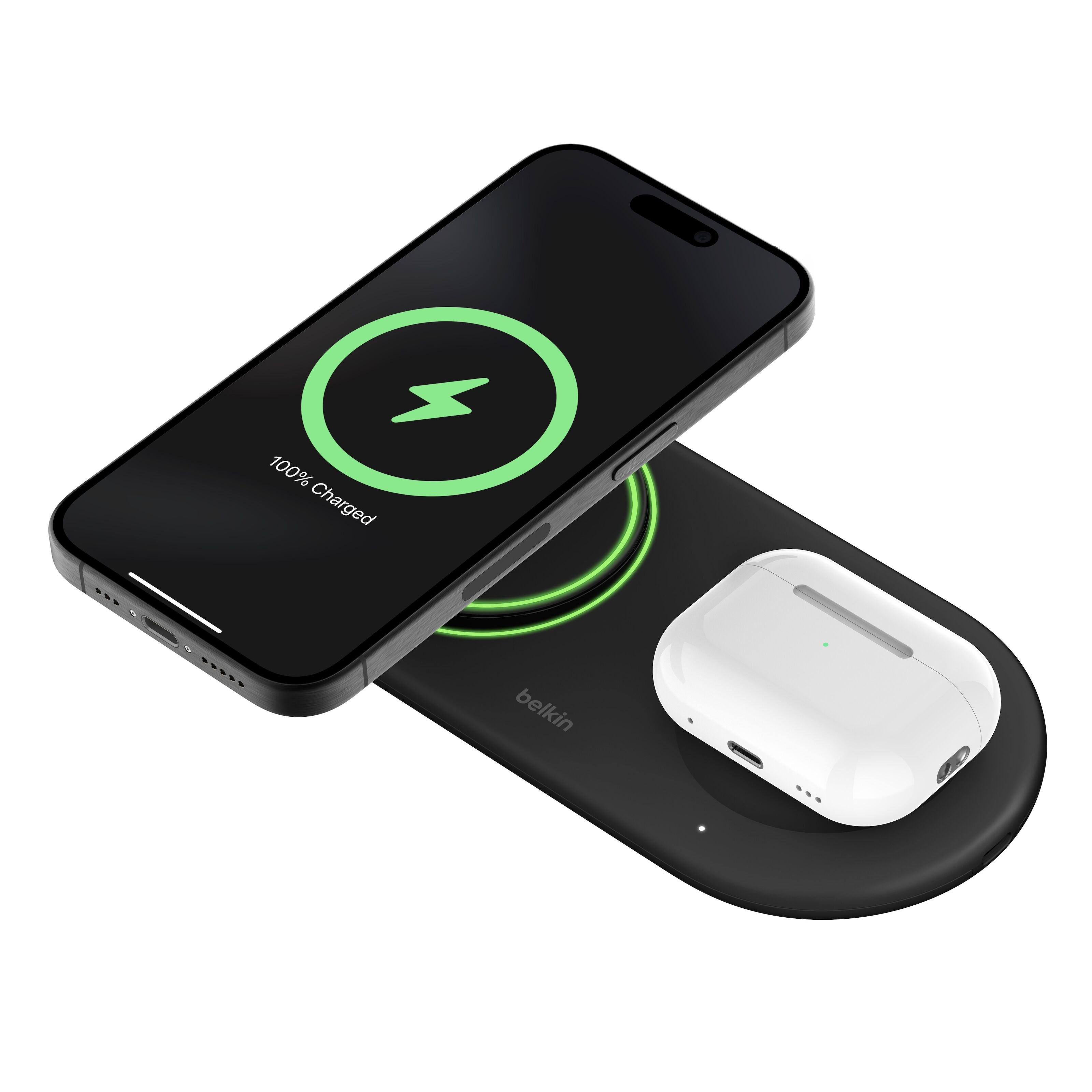 Belkin BoostCharge Pro 2-i-1 med Qi2 15 W Svart
