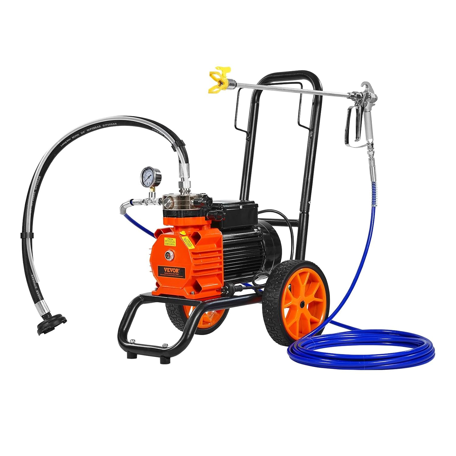 VEVOR Airless-Farbspritzgerät mit Membran, 1100 W effizientes Sprühsystem, 2000 psi Druck, Verlängerungsstange, 2 L/min Hochdruck