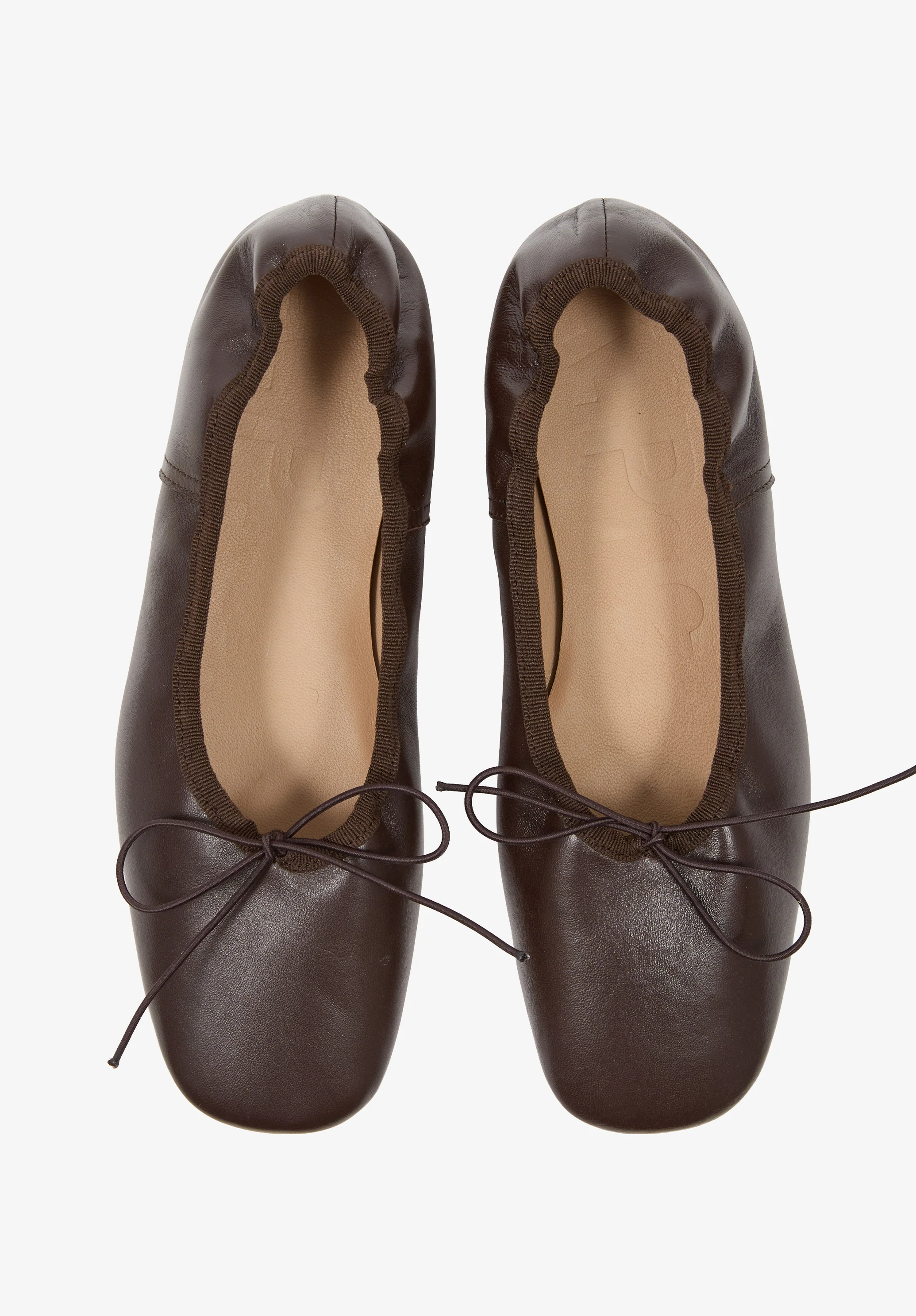 Ballerines en cuir lisse - Marron fonce