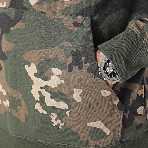 Sweat Capuche A Bandes Camo AOP IP0284 Vert Kaki Camouflage