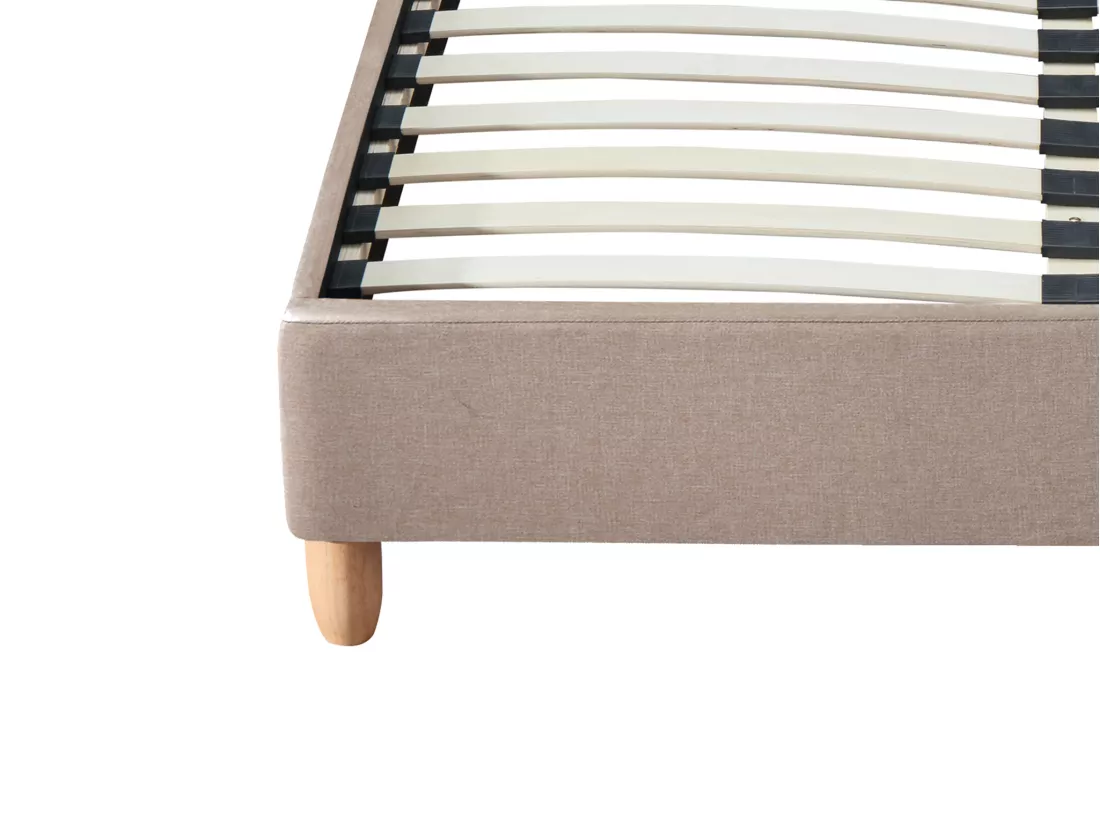 Lit 160 x 200 cm avec tête de lit capitonnée - Tissu - Beige - ELIDE
