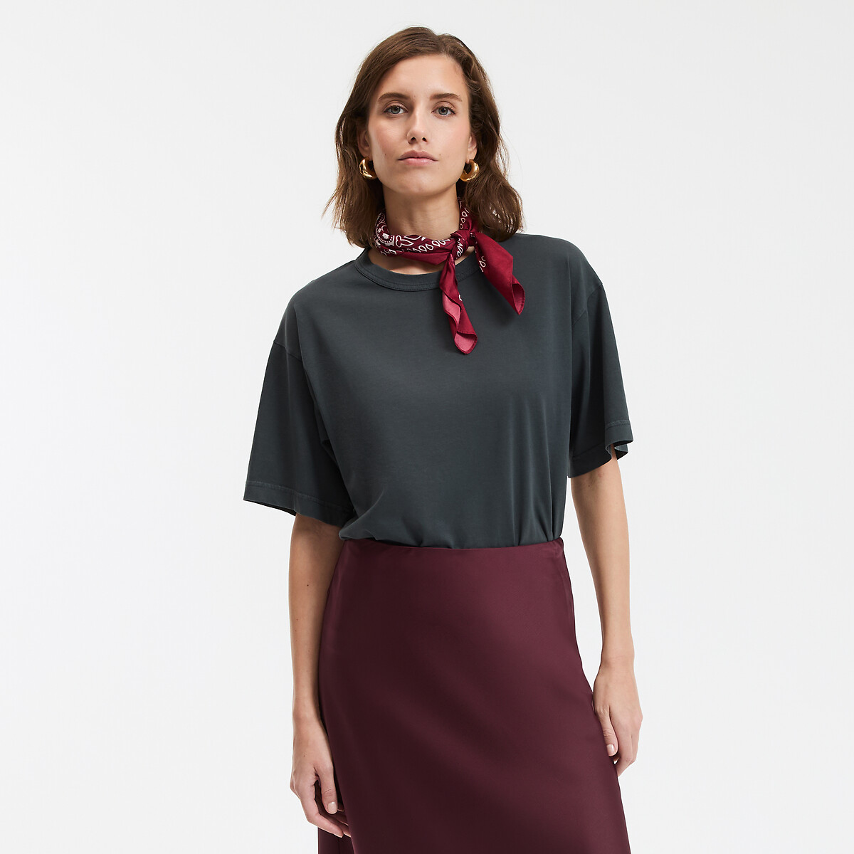 COLEÇÃO LA REDOUTE<br>Camiseta folgada, gola redonda, mangas curtas
